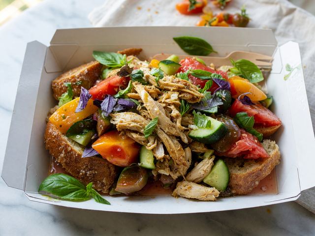 No-Cook Rotisserie Chicken Heirloom Tomato Panzanella Boxes