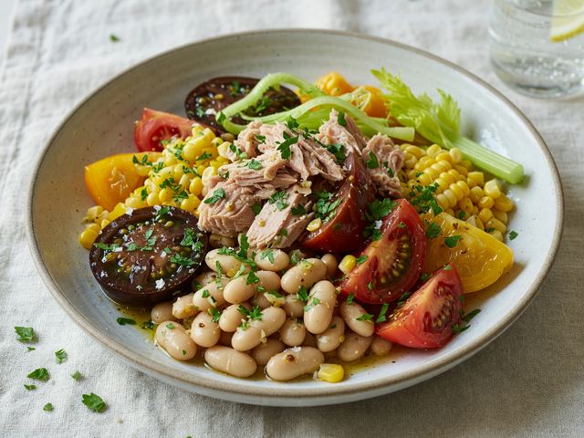 No-Cook White Bean Tuna Heirloom Tomato Bowls