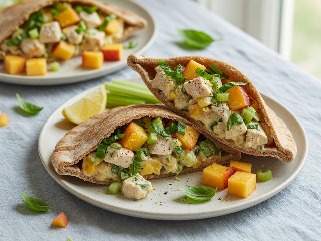 Peach-Basil Chicken Salad Pita Packs