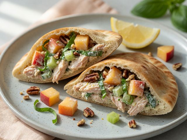 Peach-Basil Chicken Salad Pita Pockets