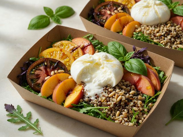 Peach Heirloom Tomato Burrata Grain Salad Boxes