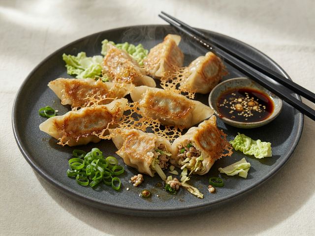 Pork Gyoza-Style Pan Dumplings