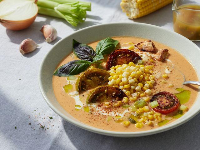 Roasted Heirloom Tomato Sweet-Corn Chowder