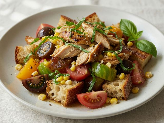 Rotisserie Chicken Heirloom Tomato Panzanella Bowls