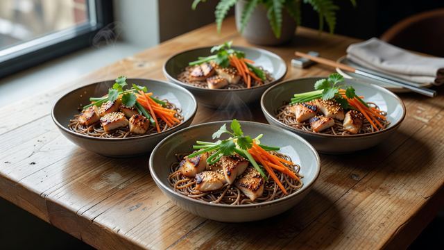 Sesame-Ginger Chicken Soba Noodle Bowls