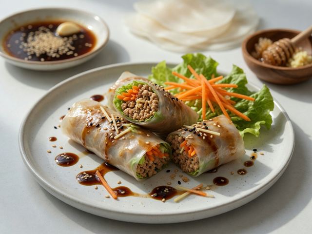 Sesame-Ginger Turkey Rice Paper Rolls