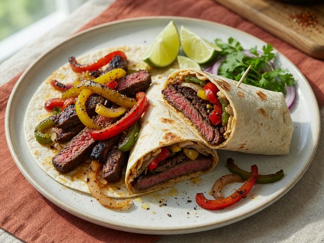 Sheet-Pan Steak Fajita Lunch Wraps