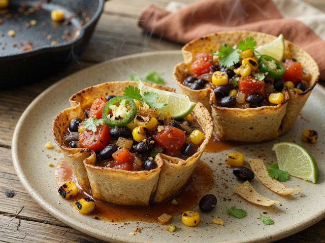 Skillet Charred Corn & Black Bean Tortilla Soup Cups