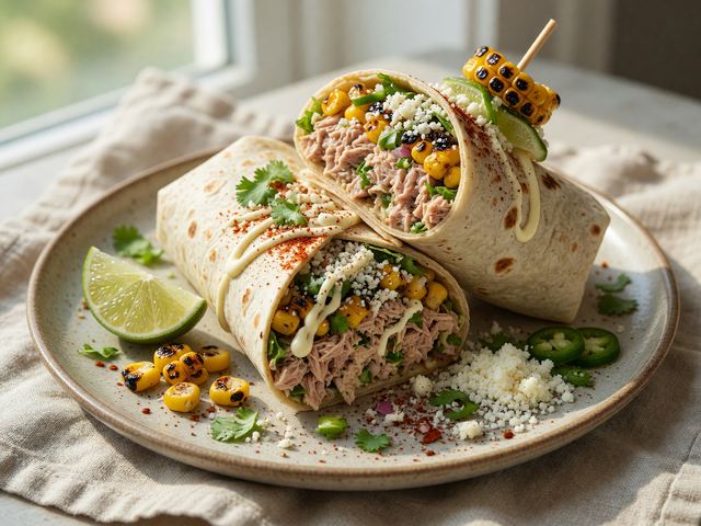 Skillet-Charred Elote Tuna Salad Wraps