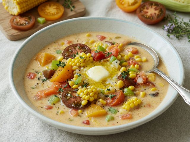 Southern Sweet Corn & Heirloom Tomato Chowder