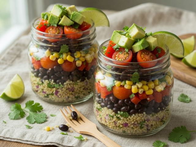 Southwest Black Bean & Corn Quinoa Salad Jars