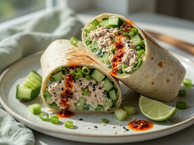 Spicy Cucumber Crunch Tuna Salad Wraps