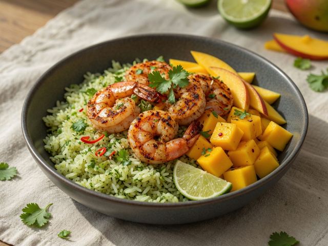 Spicy Mango Shrimp Rice Bowls