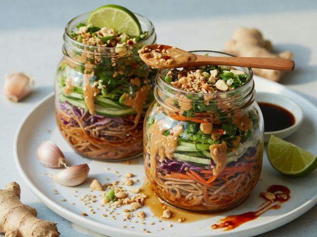 Spicy Peanut Soba Noodle Salad Jars