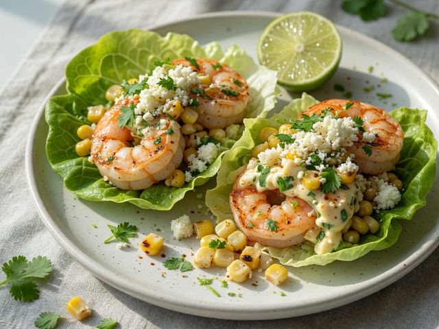 Street-Corn Style Shrimp Lettuce Wraps