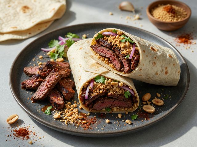 Suya Spiced Beef Wraps