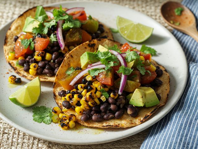Tex-Mex Charred Corn & Black Bean Tostada Salads