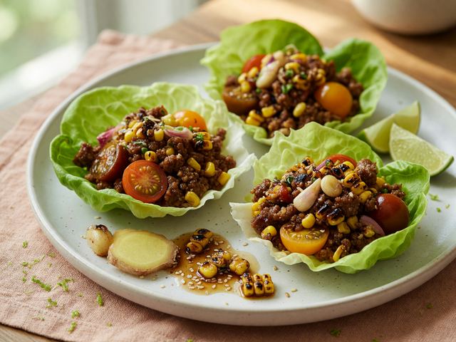 Thai-Inspired Turkey & Charred Corn Lettuce Cups