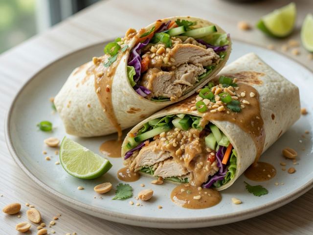 Thai Peanut Crunch Chicken Wraps