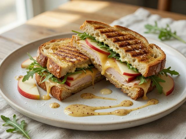 Turkey Apple Cheddar Panini with Honey Mustard