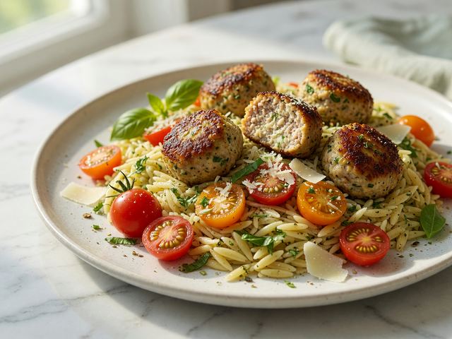 Turkey Meatball Orzo Salad