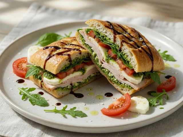 Turkey Pesto Caprese Pressed Sandwich