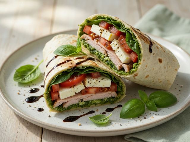 Turkey Pesto Caprese Wraps