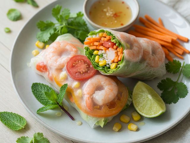 Vietnamese-Style Shrimp & Peak Tomato Rice Paper Rolls