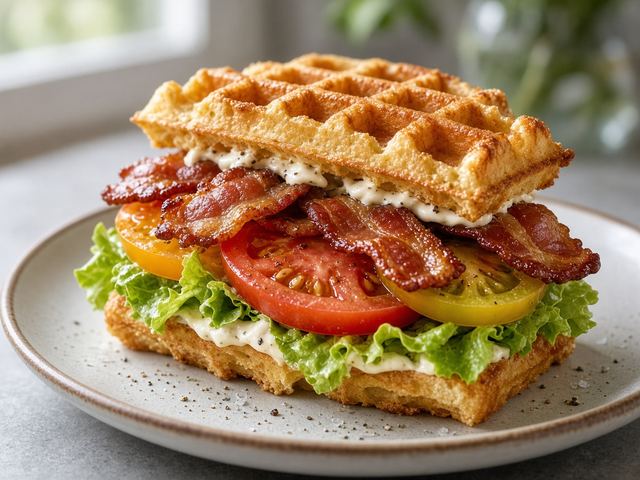 Waffle BLT with Heirloom Tomatoes