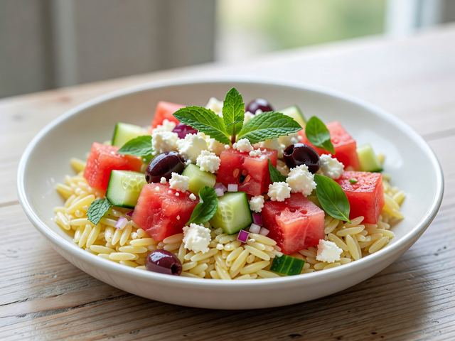 Watermelon Feta Orzo Salad