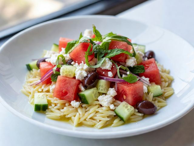 Watermelon Feta Orzo Salad