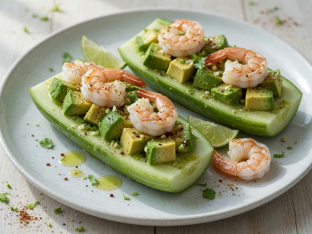 Weight-Loss Shrimp Cucumber Avocado Boats