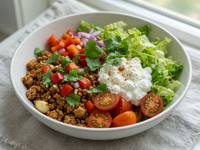 Weight-Loss Turkey Cottage Cheese Taco Bowl