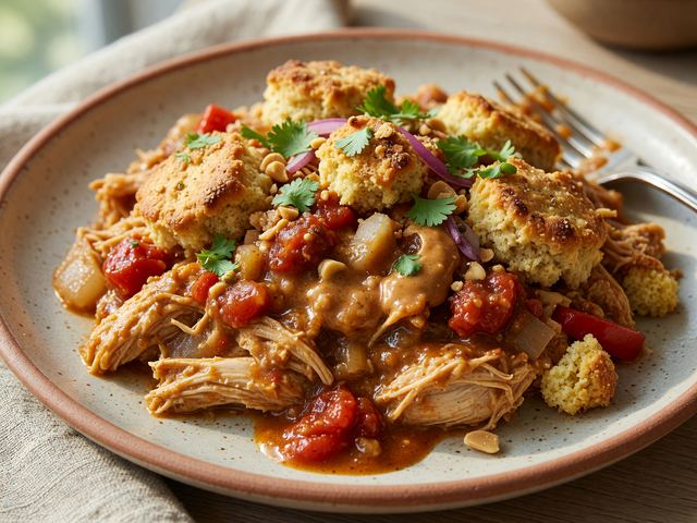 West African Peanut Chicken Cobbler