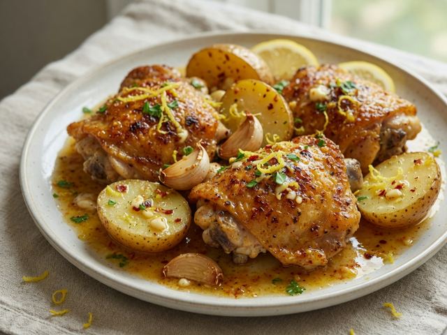 one-pan cowboy butter chicken thighs & baby potatoes