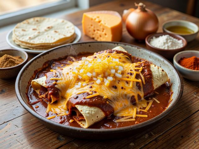 Tex-Mex Cheese Enchiladas with Chili Gravy